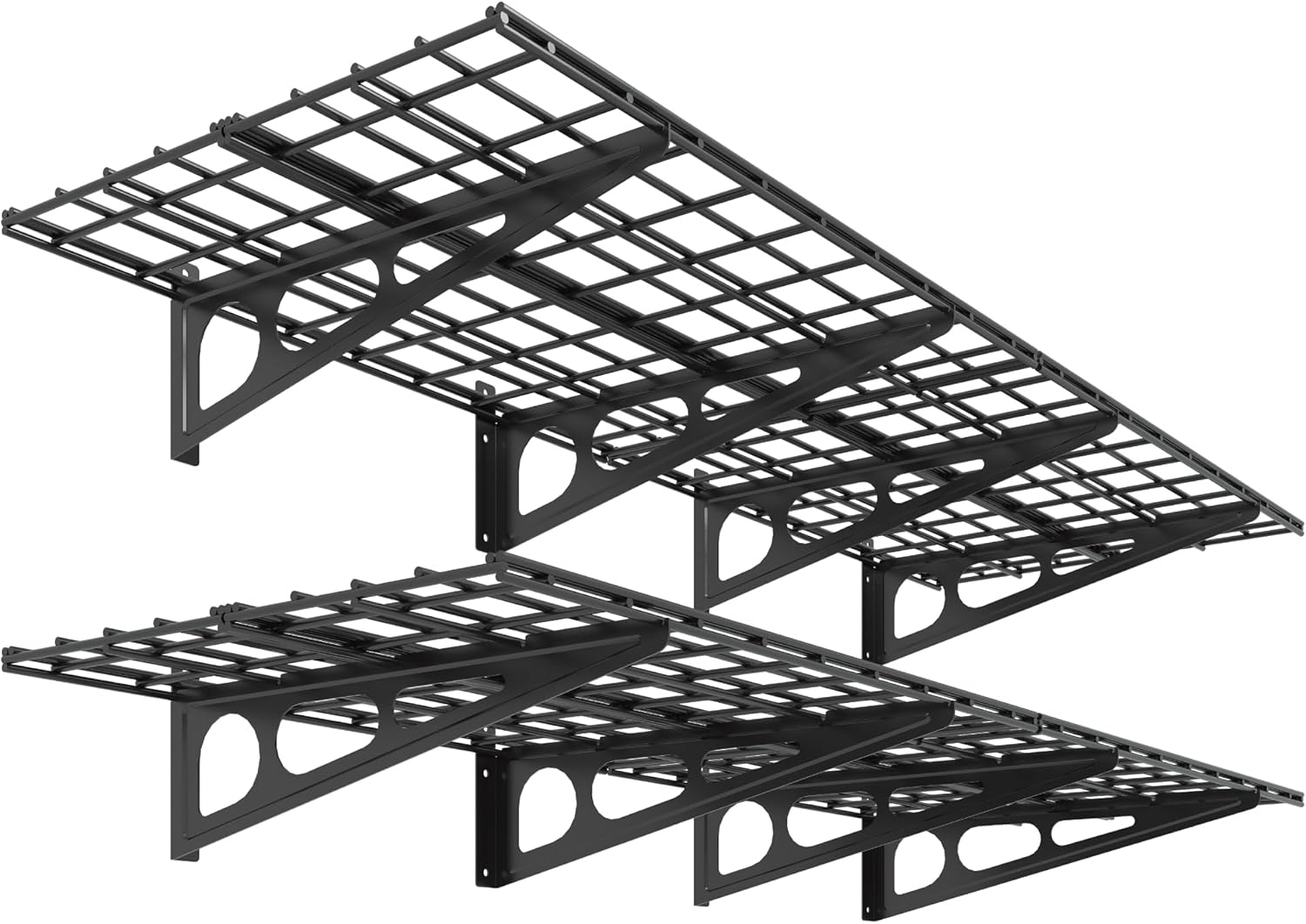FLEXIMOUNTS 2-pack 24x72 inch wall-mounted steel garage shelves with adjustable height brackets