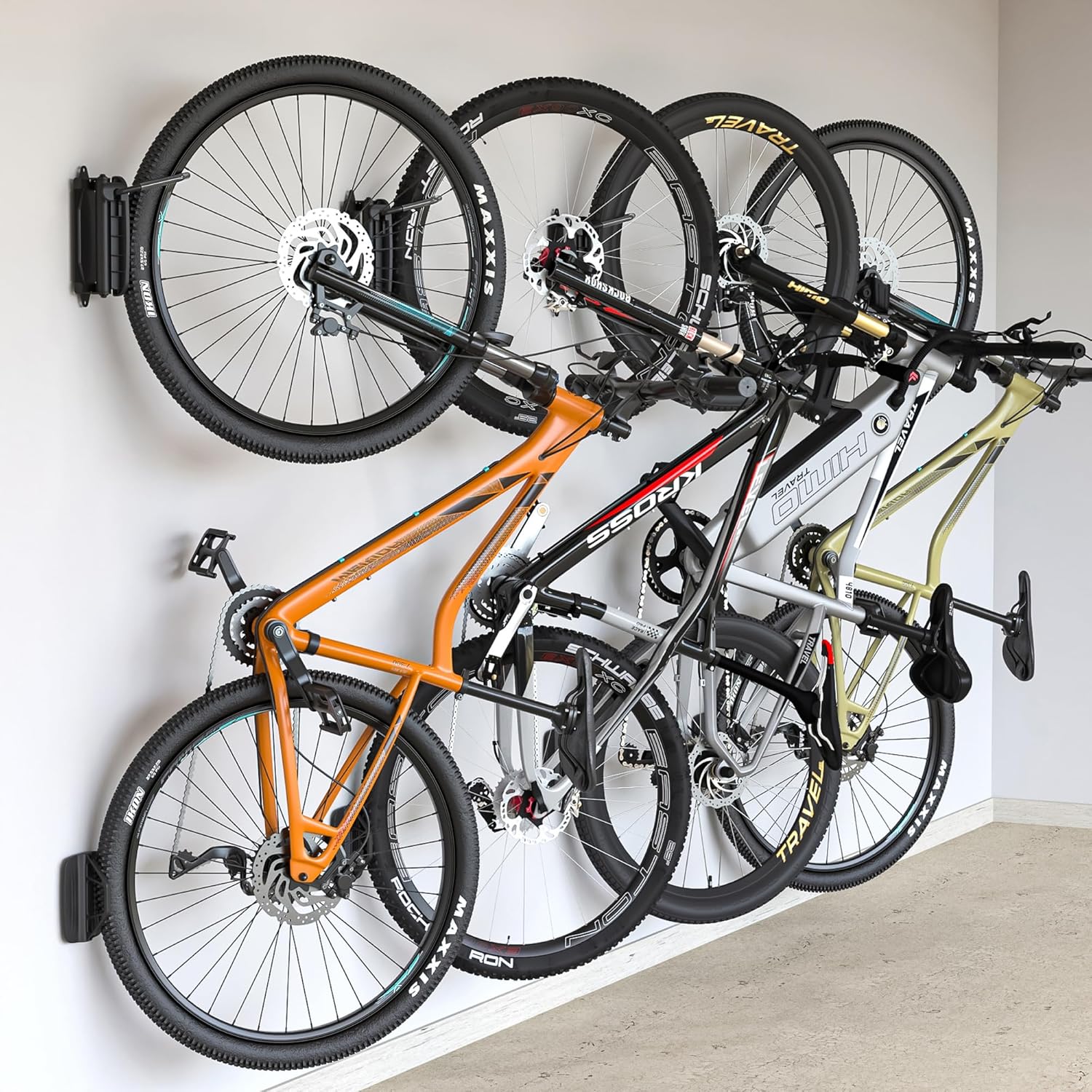 monTEK swivel bike wall mount in close-up showing 360-degree swivel mechanism and heavy-duty steel construction