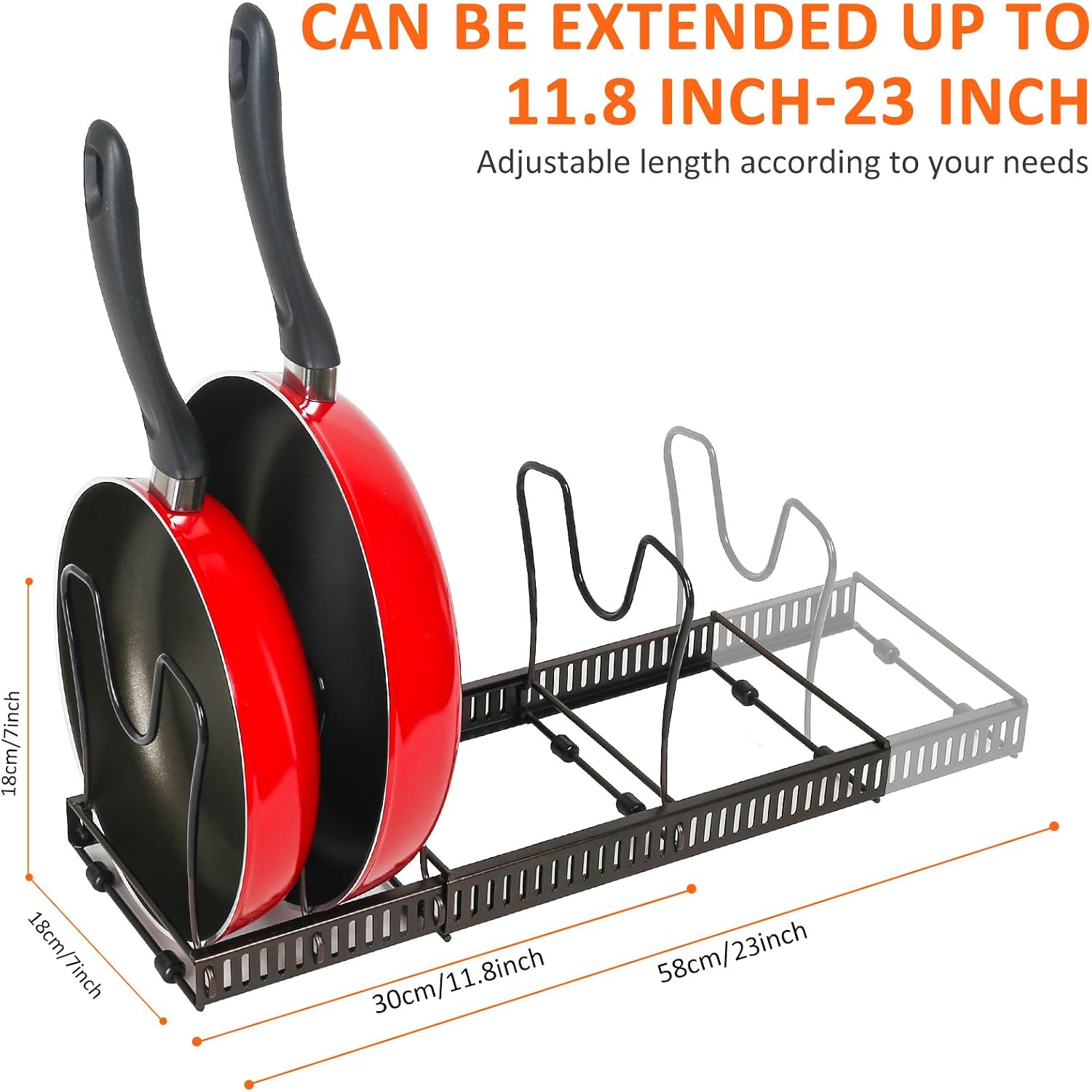 ROOHUA expandable rack — in-context scale for lids and shallow cookware