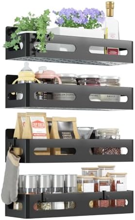 Magnetic spice rack detail showing shelf profile and finish