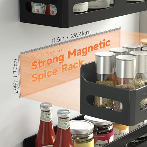 Alternate angle of the magnetic spice shelf construction