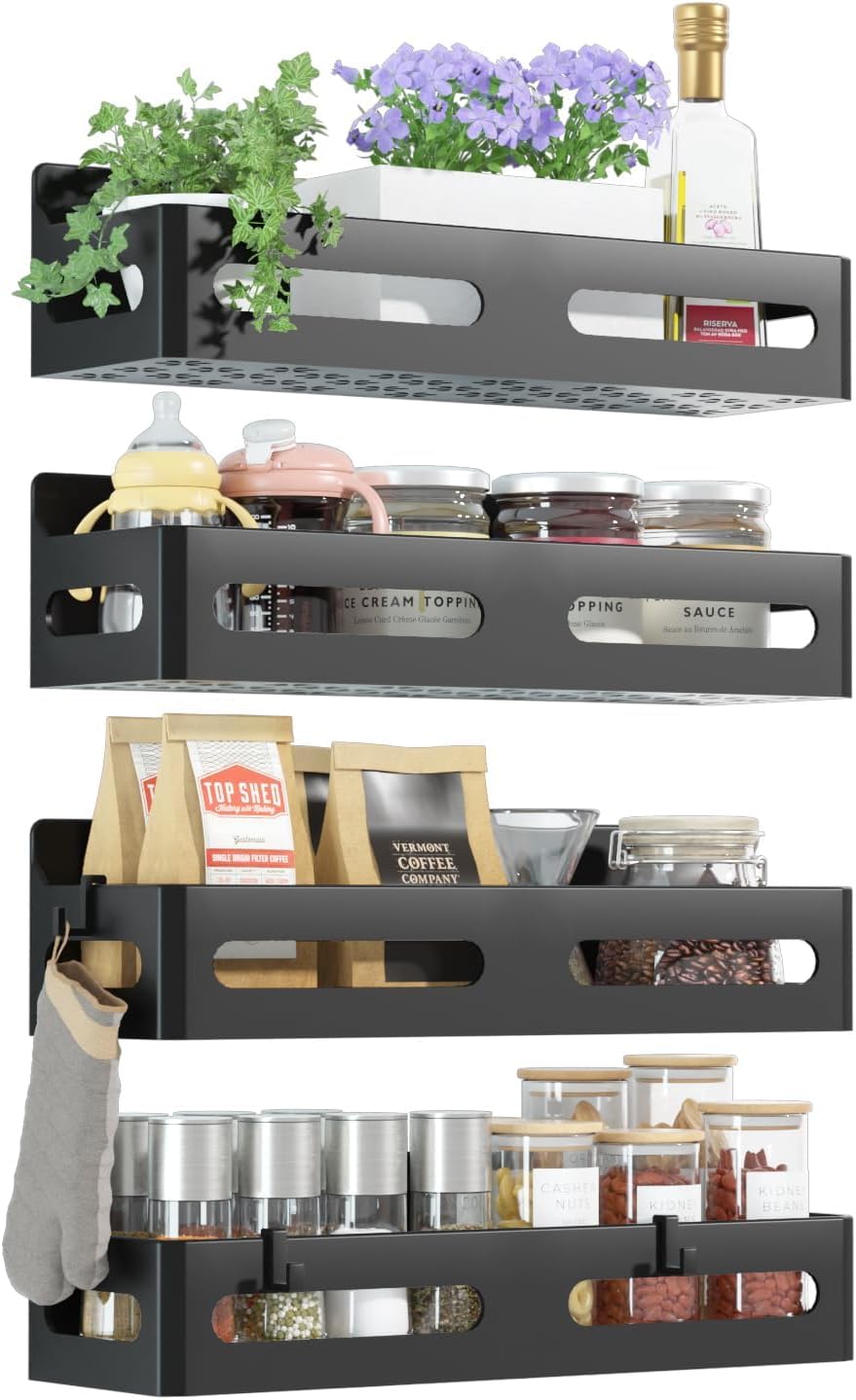 Sevenblue black magnetic spice rack pack product image from the Amazon listing