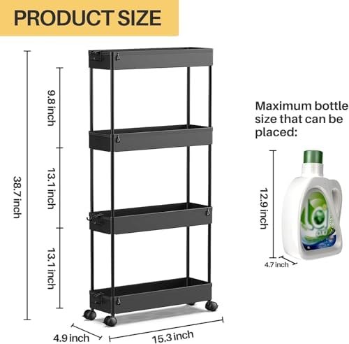 SPACEKEEPER slim rolling cart additional listing detail