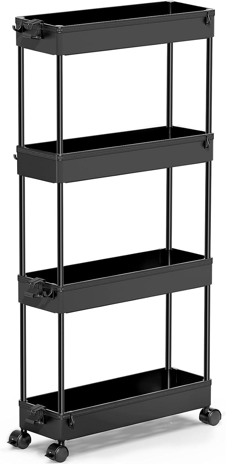 SPACEKEEPER black 4-tier slim rolling storage cart product image