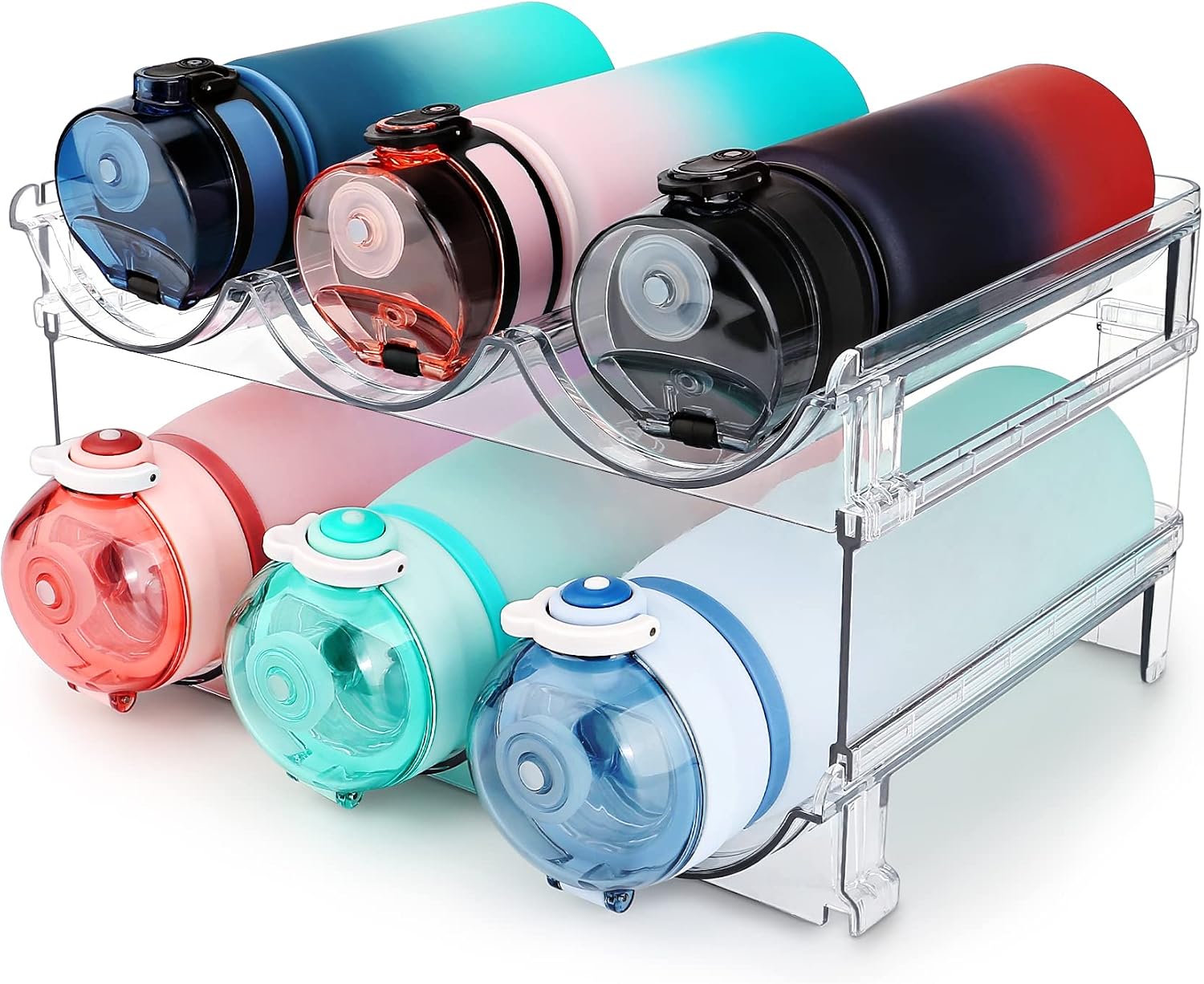 spospo clear stackable water bottle organizer product image