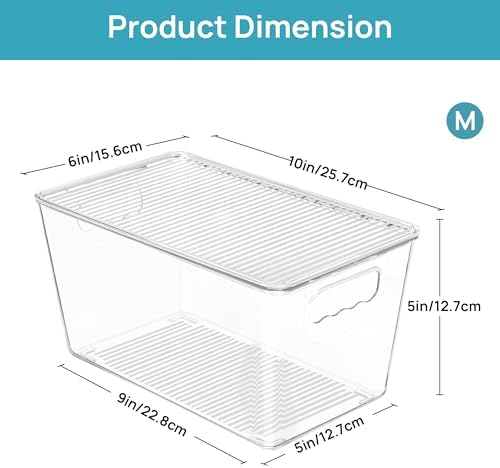 Alternate angle of clear stackable bins showing stacking geometry